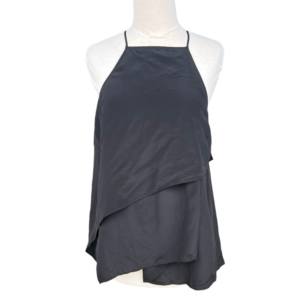 10 Crosby Derek Lam Tiered Silk Tank Top Black Size 4